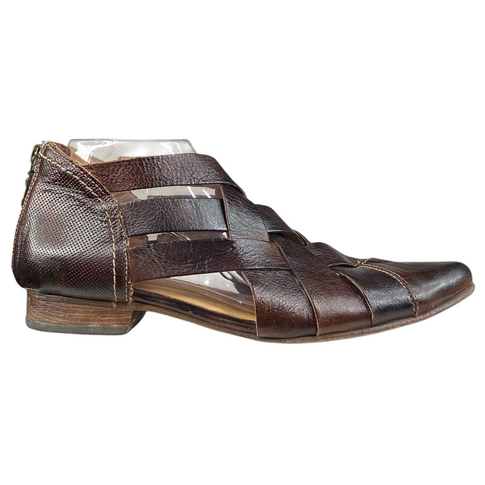 Bed Stu Women’s Brittany Brown Woven Leather Shoes Size US 9
